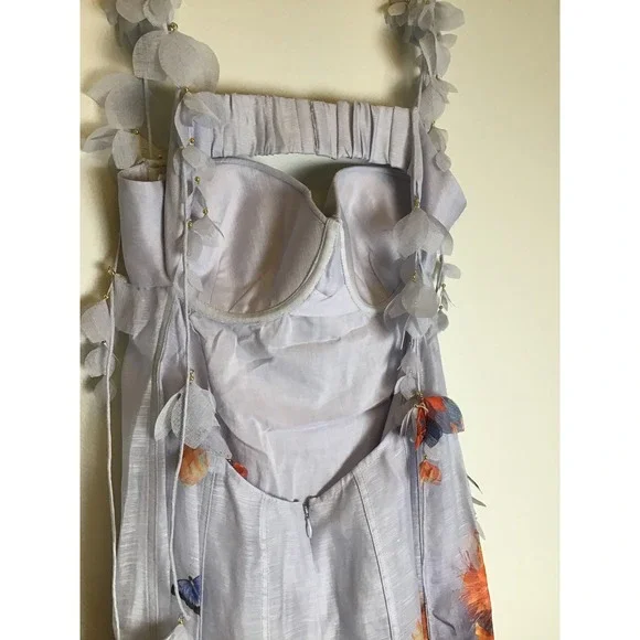Zimmermann Wild Flower Botanica Petal Printed Linen-Silk Midi Dress Size 3 NWT - Picture 15 of 16
